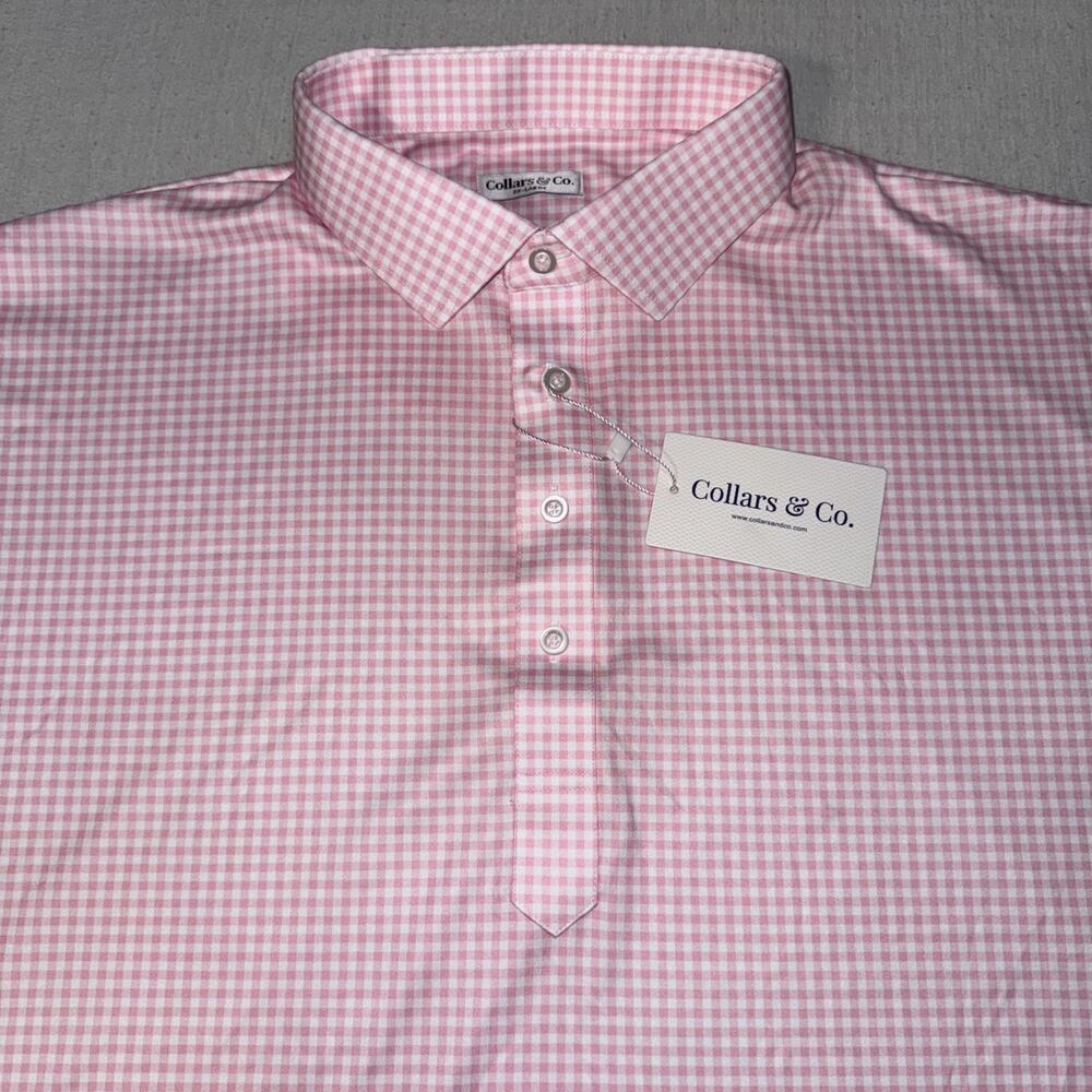 Collars and Co Golf Polo Pink Checks AOP Size 2XL Preppy NWT
